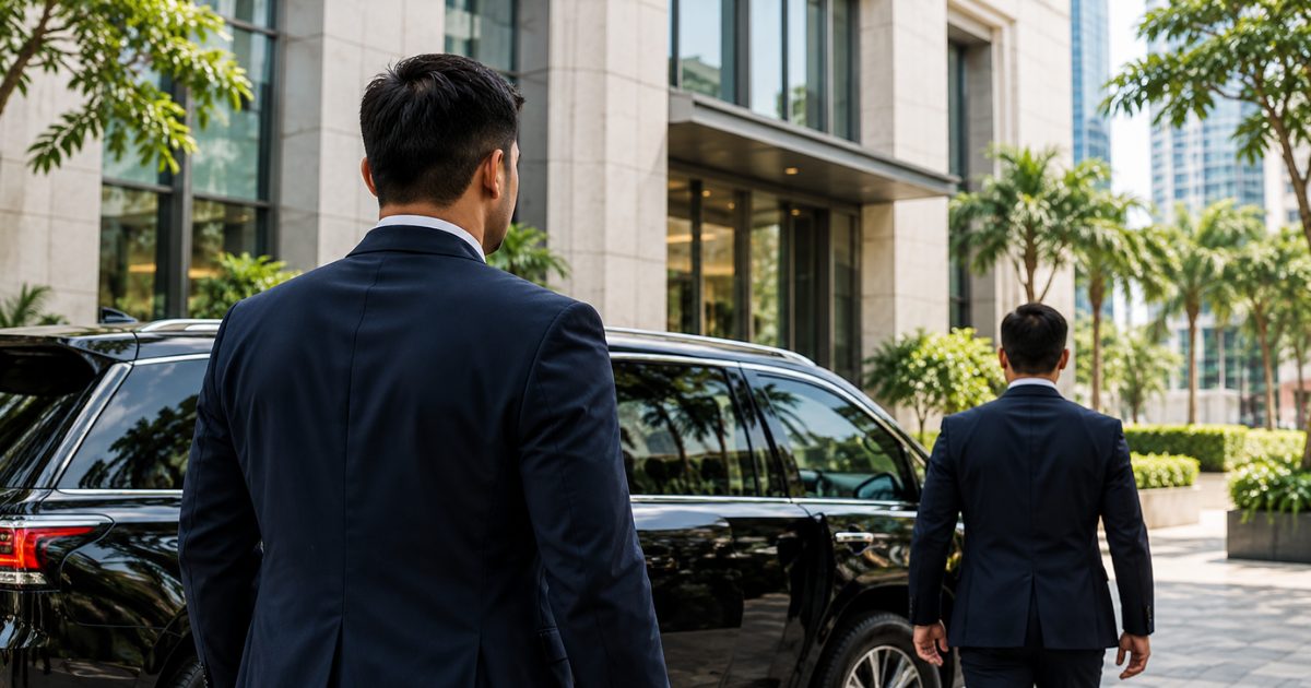 Protection officer accompanying a principal to a waiting vehicle